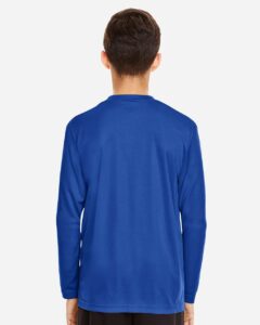 Team 365 TT11YL Youth Zone Performance Long Sleeve T-Shirt – Sport Royal (on model back)