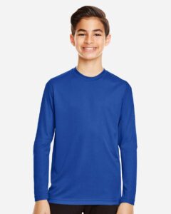 Team 365 TT11YL Youth Zone Performance Long Sleeve T-Shirt – Sport Royal (on model)