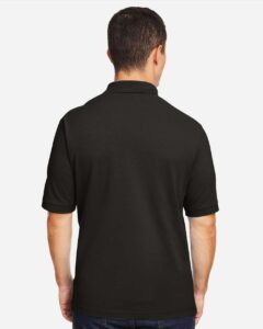 Harriton M200 Men’s Pique Polo – Black (on model back)