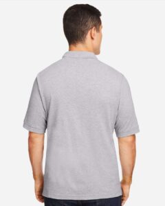 Harriton M200 Men’s Pique Polo – Grey Heather (on model back)