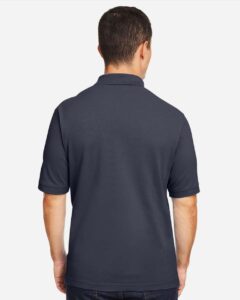 Harriton M200 Men’s Pique Polo – Navy (on model back)