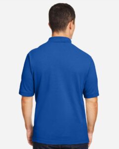 Harriton M200 Men’s Pique Polo – True Royal (on model back)