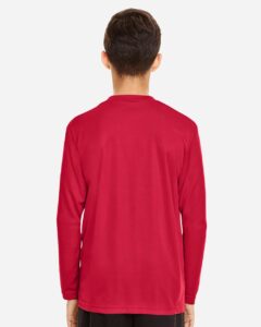 Team 365 TT11YL Youth Zone Performance Long Sleeve T-Shirt – Sport Red (on model back)