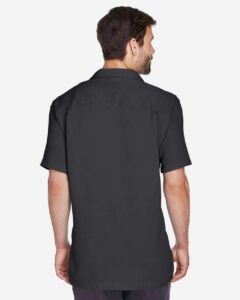 Harriton M570 Men’s Bahama Cord Camp Shirt – Black (on model back)