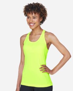 Team 365 TT11WRC Women’s Zone Performance Racerback Tank – Safety Yellow (on model side)