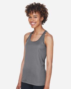Team 365 TT11WRC Women’s Zone Performance Racerback Tank – Sport Graphite (on model side)