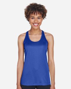Team 365 TT11WRC Women’s Zone Performance Racerback Tank – Sport Royal (on model)