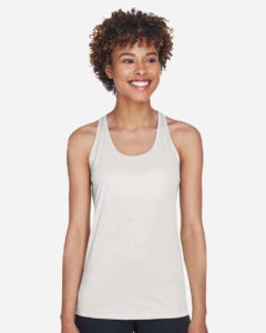 Team 365 TT11WRC Women’s Zone Performance Racerback Tank – Sport Silver (on model)