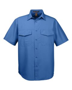 Harriton M580 Men’s Key West Short Sleeve Performance Staff Shirt – Pool Blue