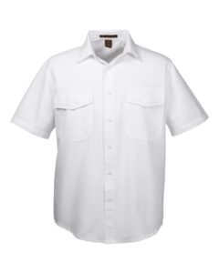 Harriton M580 Men’s Key West Short Sleeve Performance Staff Shirt – White