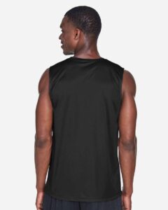 Team 365 TT11M Men’s Zone Performance Muscle T-Shirt – Black (on model back)