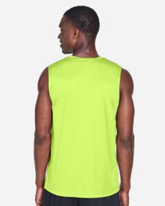 Team 365 TT11M Men’s Zone Performance Muscle T-Shirt – Safety Yellow (on model back)