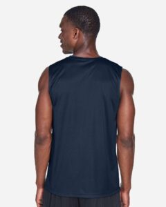 Team 365 TT11M Men’s Zone Performance Muscle T-Shirt – Sport Dark Navy (on model back)