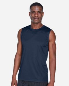 Team 365 TT11M Men’s Zone Performance Muscle T-Shirt – Sport Dark Navy (on model)