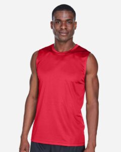 Team 365 TT11M Men’s Zone Performance Muscle T-Shirt – Sport Red (on model)