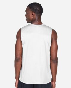 Team 365 TT11M Men’s Zone Performance Muscle T-Shirt – White (on model back)