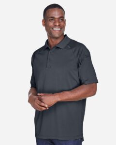 Harriton M211 Men’s Advantage Tactical Performance Polo – Dark Charcoal (on model side)