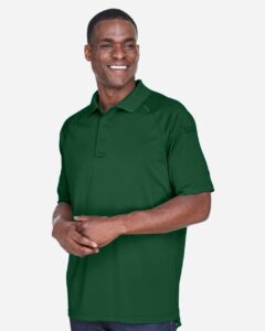 Harriton M211 Men’s Advantage Tactical Performance Polo – Dark Green (on model side)