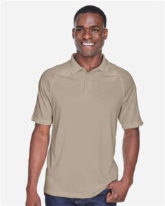 Harriton M211 Men’s Advantage Tactical Performance Polo – Desert Khaki (on model)