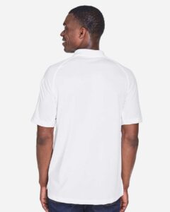 Harriton M211 Men’s Advantage Tactical Performance Polo – White (on model back)