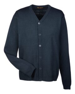 Harriton M425 Men’s Pilbloc™ V-Neck Button Cardigan Sweater – Dark Navy