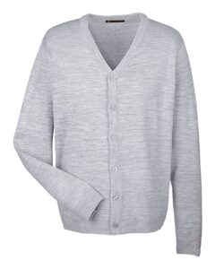 Harriton M425 Men’s Pilbloc™ V-Neck Button Cardigan Sweater – Grey Heather