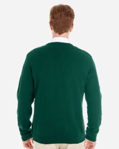 Harriton M425 Men’s Pilbloc™ V-Neck Button Cardigan Sweater – Hunter (on model back)