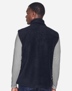 Harriton M985 Unisex Fleece Full-Zip Vest – Navy (on model back)