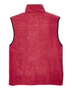 Harriton M985 Unisex Fleece Full-Zip Vest – Red (back)