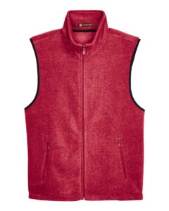 Harriton M985 Unisex Fleece Full-Zip Vest – Red