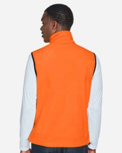 Harriton M985 Unisex Fleece Full-Zip Vest – Safety Orange (on model back)