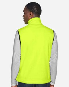 Harriton M985 Unisex Fleece Full-Zip Vest – Safety Yellow (on model back)