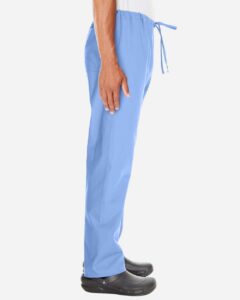 Harriton M898 Unisex Restore Scrub Pants – Ciel Blue (on model side)