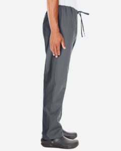 Harriton M898 Unisex Restore Scrub Pants – Dark Charcoal (on model side)