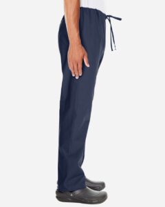 Harriton M898 Unisex Restore Scrub Pants – Dark Navy (on model side)