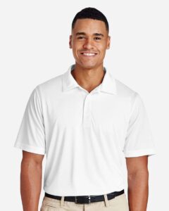 Team 365 TT51 Men’s Zone Performance Polo – White (on model)