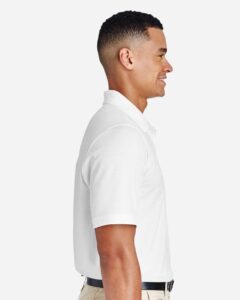 Team 365 TT51 Men’s Zone Performance Polo – White (on model side)