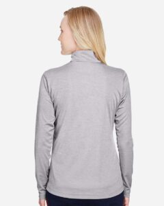 Team 365 TT31HW Women’s Zone Sonic Heather Performance Quarter-Zip Pullover – Athletic Heather (on model back)
