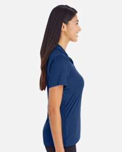 Team 365 TT51W Women’s Zone Performance Polo – Sport Dark Navy (on model side)