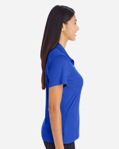 Team 365 TT51W Women’s Zone Performance Polo – Sport Royal (on model side)