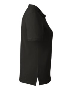 Harriton M200W Women’s Cotton Polo – Black (side)