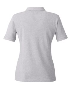 Harriton M200W Women’s Cotton Polo – Grey Heather (back)