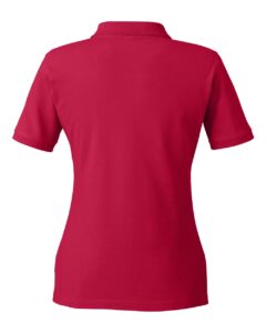 Harriton M200W Women’s Cotton Polo – Red (back)