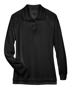 Harriton M211LW Women’s Advantage Long Sleeve Tactical Polo – Black