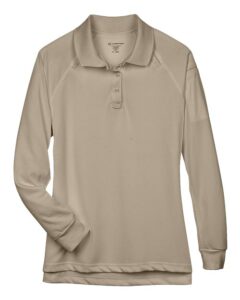Harriton M211LW Women’s Advantage Long Sleeve Tactical Polo – Desert Khaki