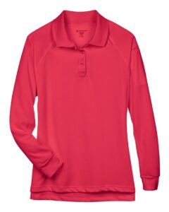 Harriton M211LW Women’s Advantage Long Sleeve Tactical Polo – Red