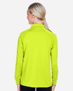 Harriton M211LW Women’s Advantage Long Sleeve Tactical Polo – Safety Yellow (on model back)
