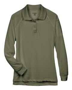 Harriton M211LW Women’s Advantage Long Sleeve Tactical Polo – Tactical Green