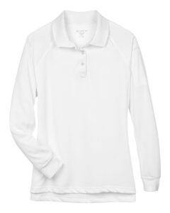 Harriton M211LW Women’s Advantage Long Sleeve Tactical Polo – White