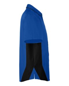 Harriton M586 Men’s Flash IL Colorblock Shirt – True Royal/ Black (side)